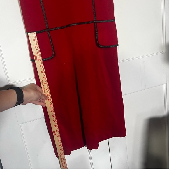 Tory Burch Sheath Dress “Violet” Knee-Length Leather Piping Size Medium - Picture 12 of 13